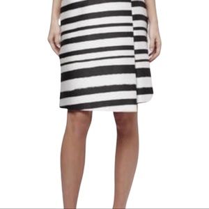 Topshop Asymmetrical Black & White Stripe Skirt Holiday Dressy Faux Wrap Skirt